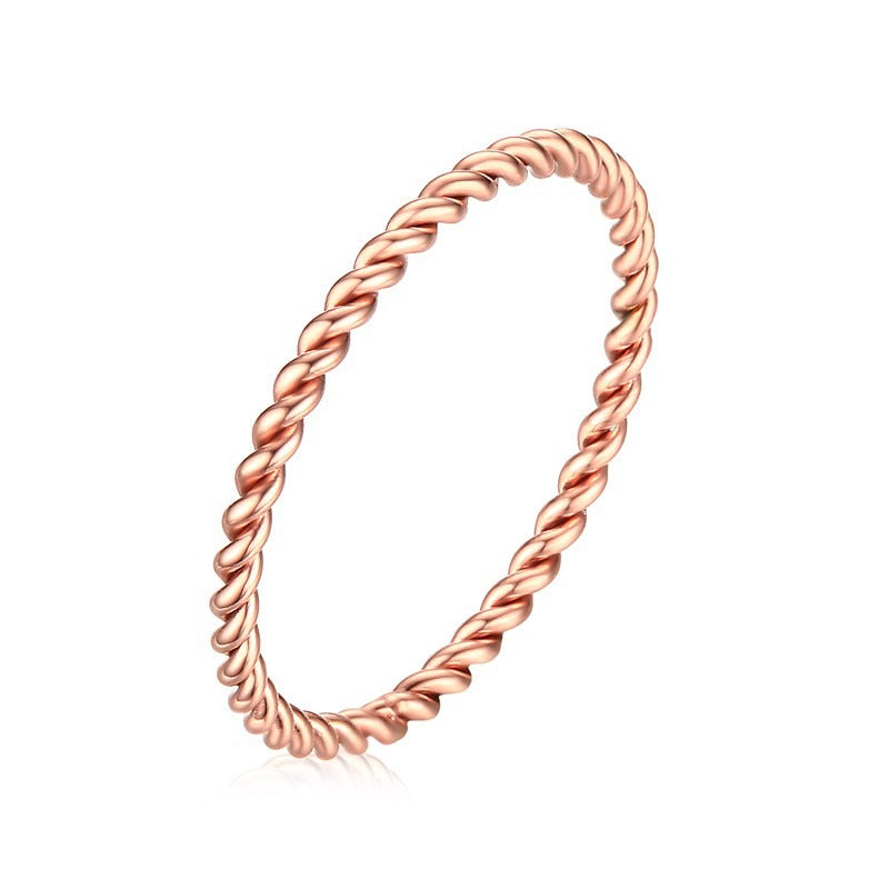 Anillo de acero de titanio trenzado Kemstone - Diseño minimalista en espiral para mujer R243