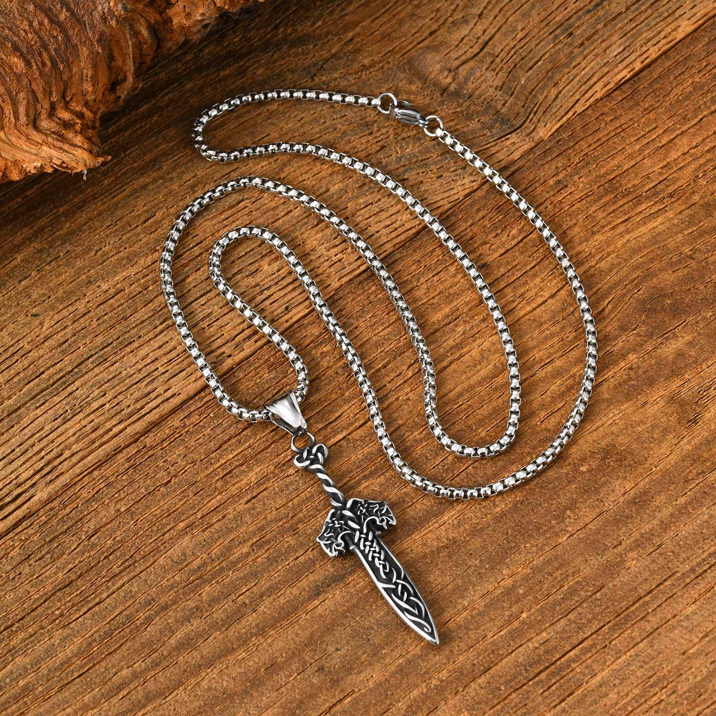 Kemstone Stainless Steel Celtic Sword Pendant Necklace for Men PN-2315