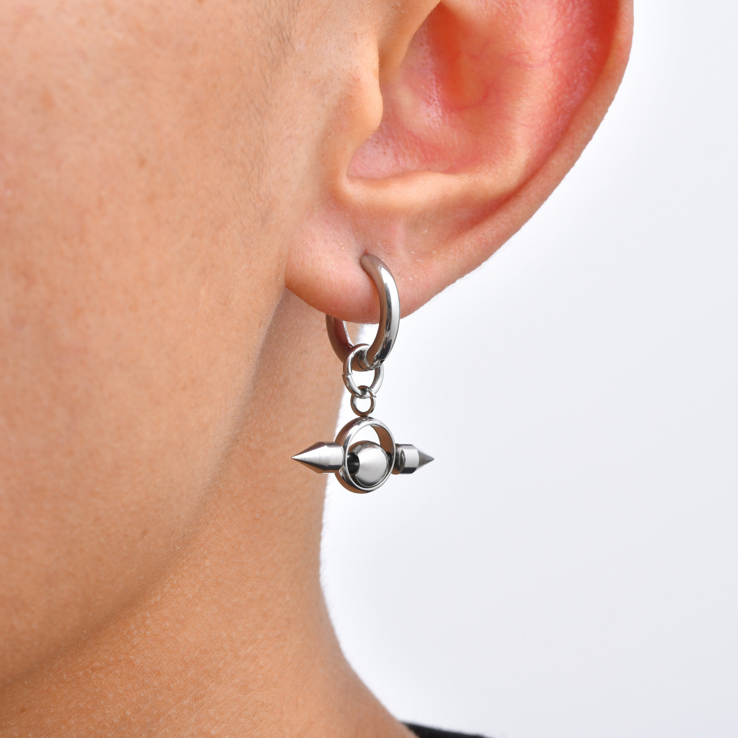 Kemston Mechanical Rivet Hip Hop Stud Earrings for Men Women Stainless Steel EH-1110