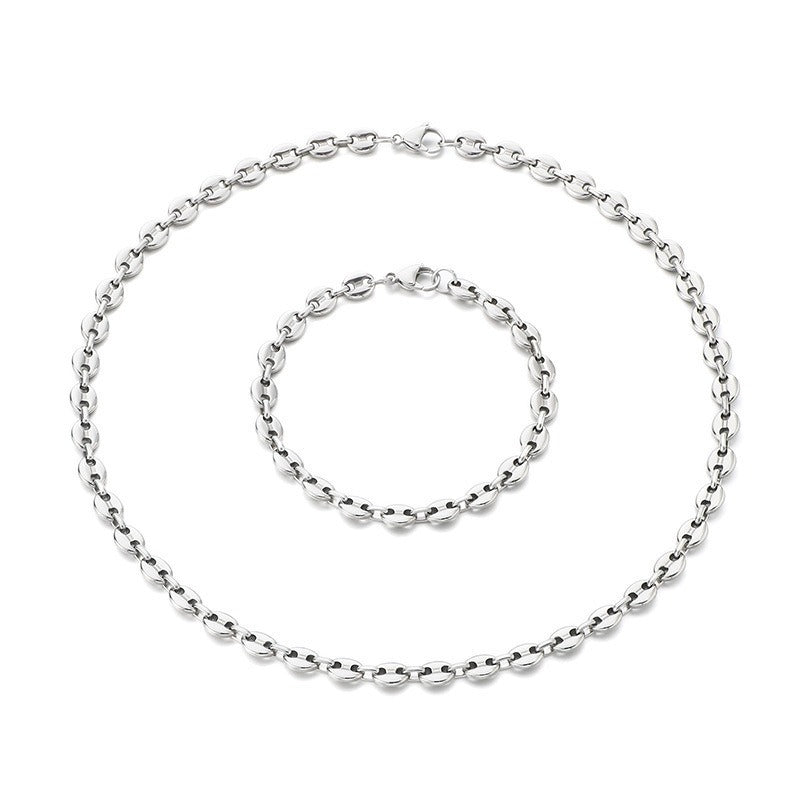 Kemstone Titanium Steel Chain Bracelet – Geometric Pig Nose Link for Men | Urban Gothic Streetwear Style KS193903-Z