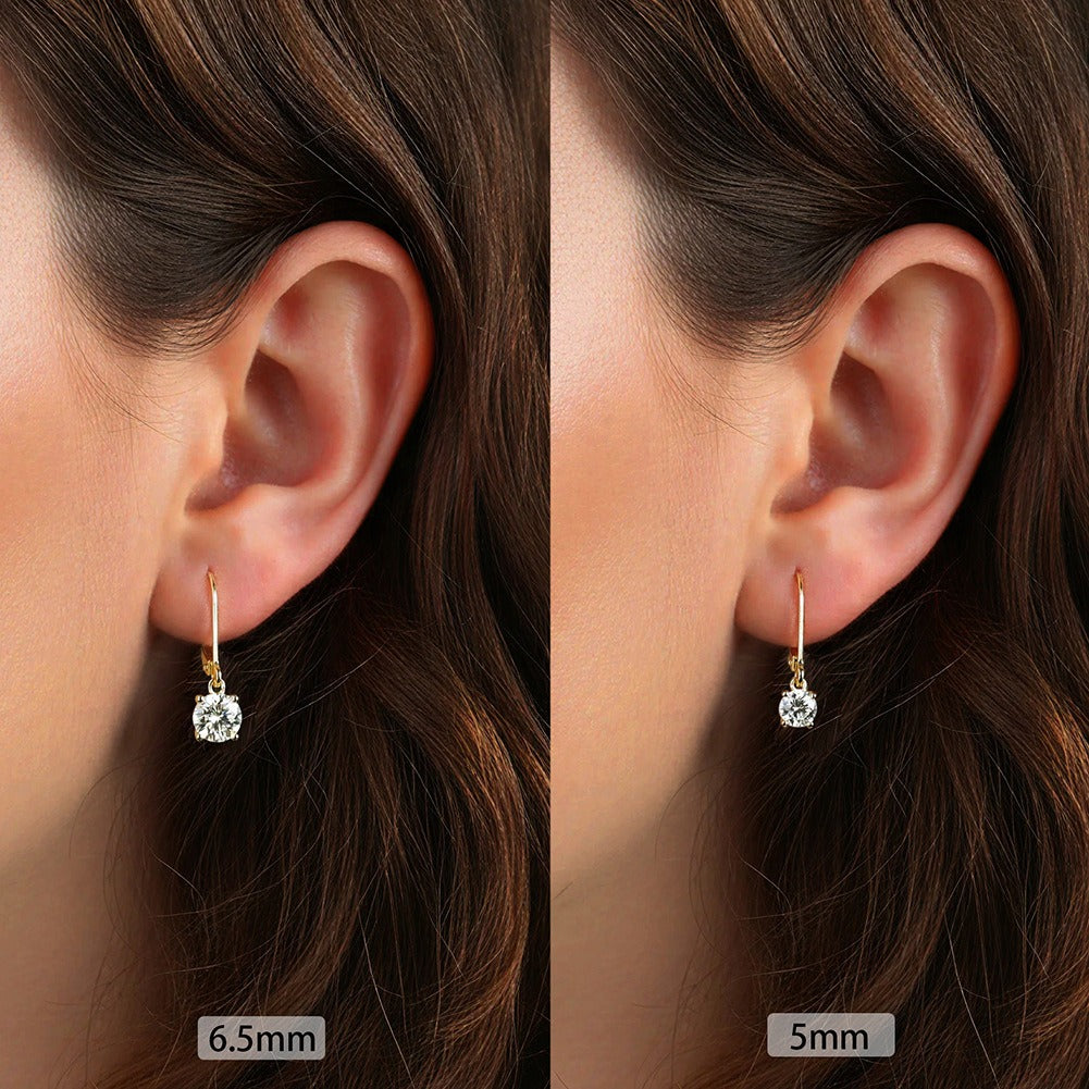 Kemstone Round Cubic Zirconia Leverback Earrings for Women 925 Sterling Silver LZE62