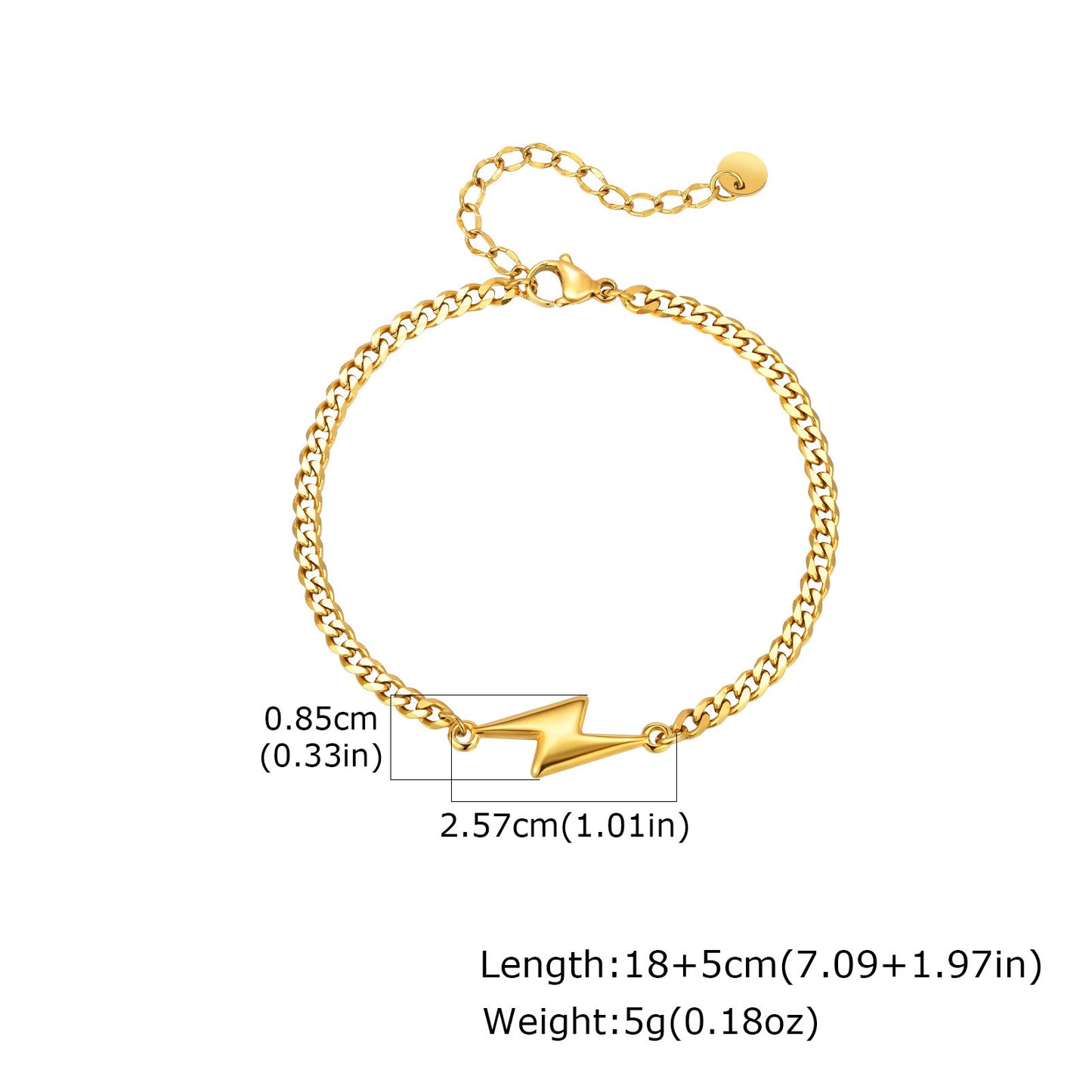 Kemstone Lightning Bolt Bracelet – Stainless Steel Couples Jewelry, Silver/Gold BR-2620