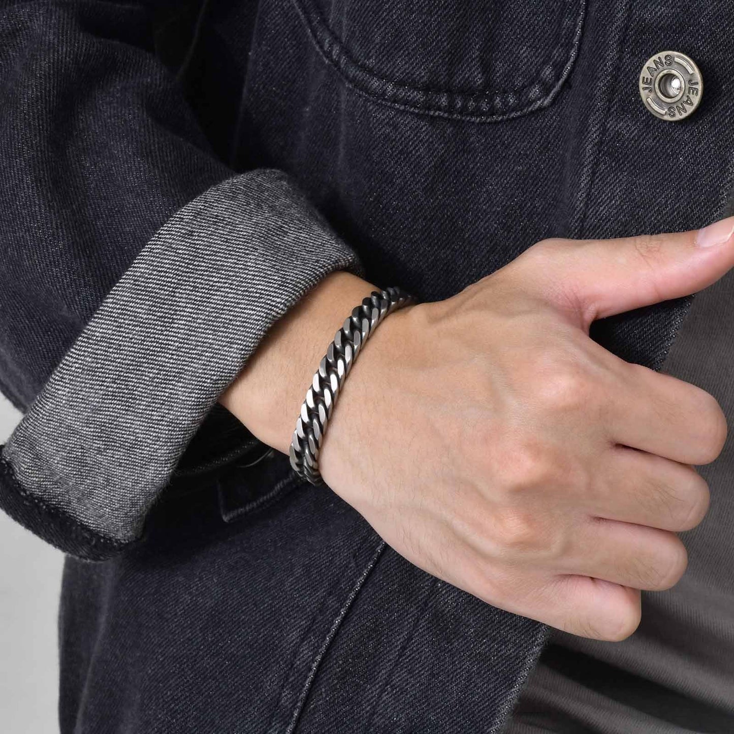 Kemstone Bold Cuban Link Stainless Steel Bracelet – Heavyweight Viking Style Chain for Men BR-475