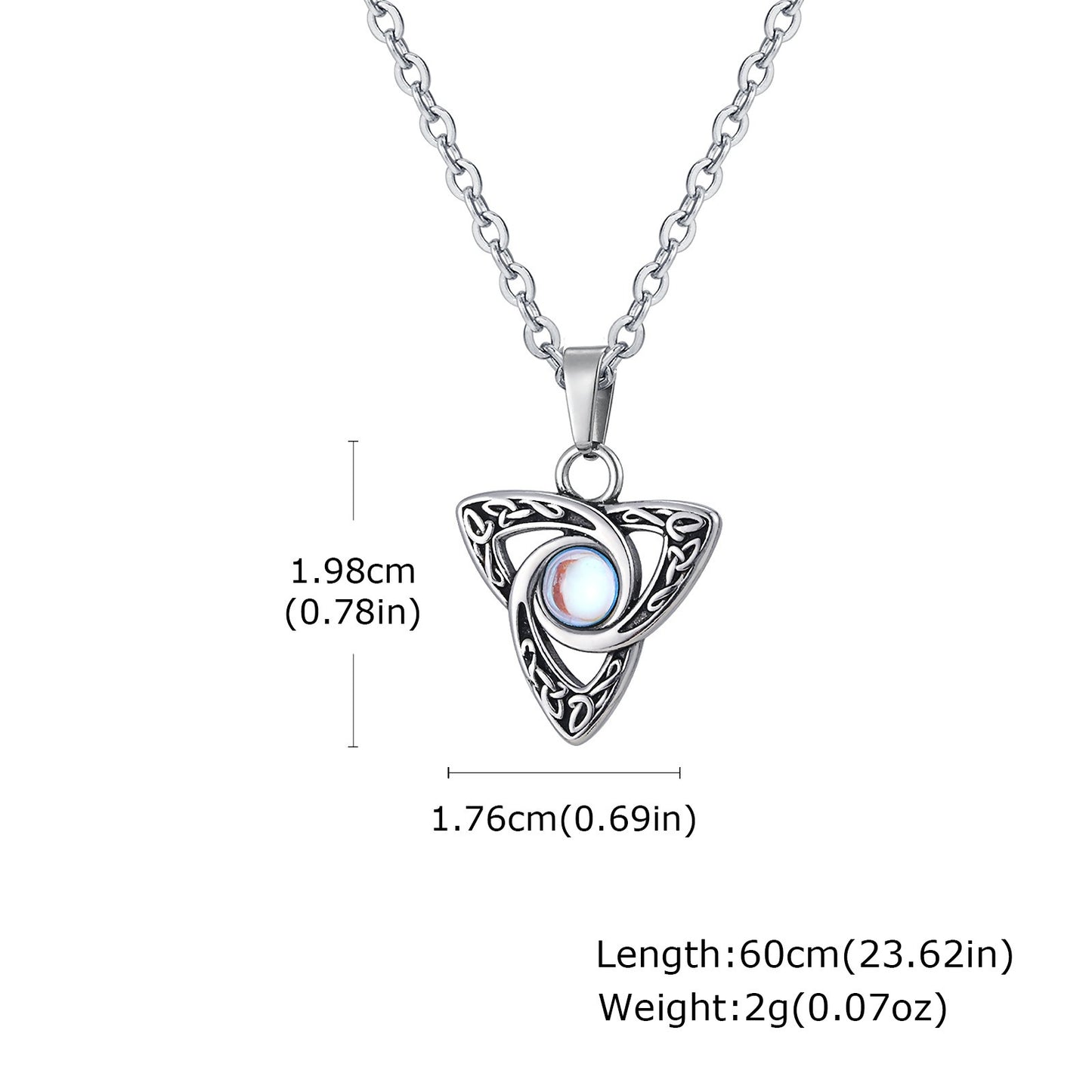 Kemstone Celtic Stainless Steel Moonstone Hoop Earring for Men – Gothic Star & Triquetra Drop Design 769