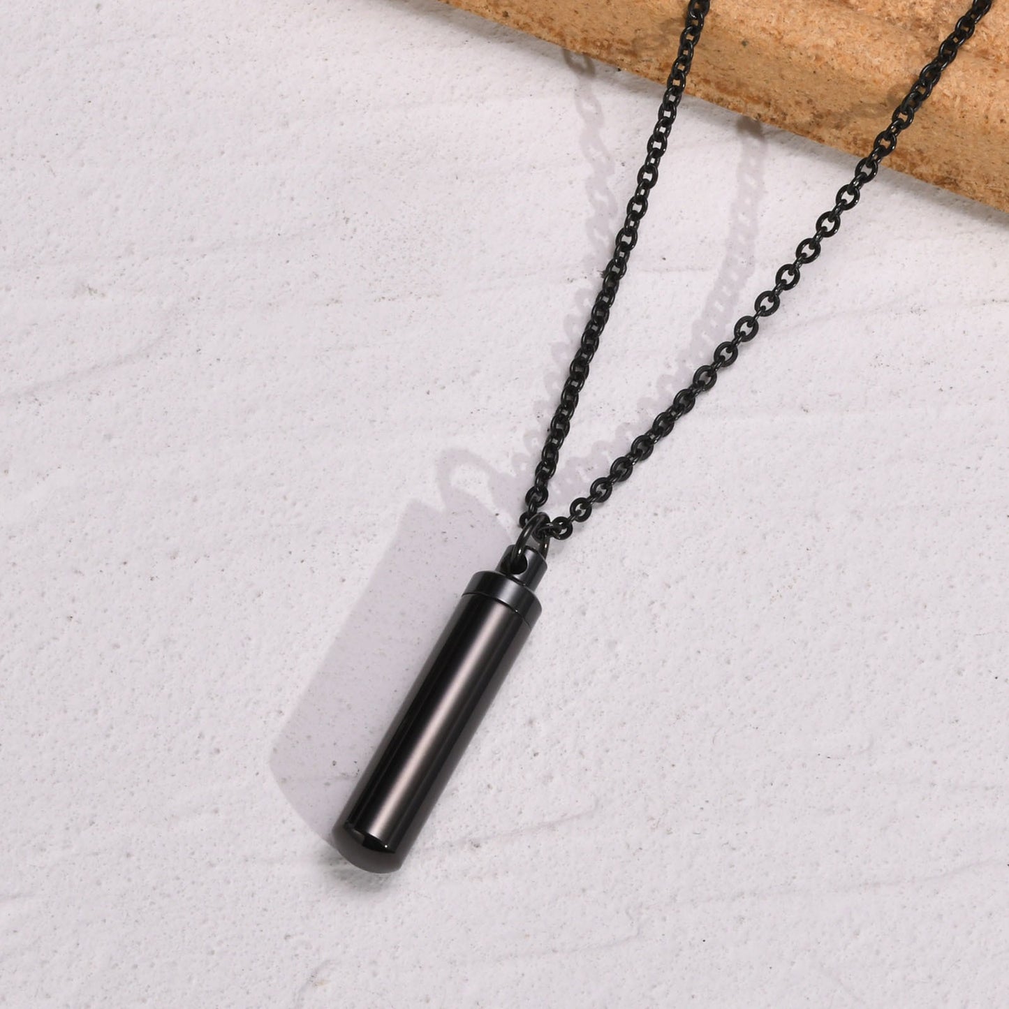 Kemstone Cylindrical Titanium Steel Perfume Pendant – Couple’s Essential Oil Necklace PN-587