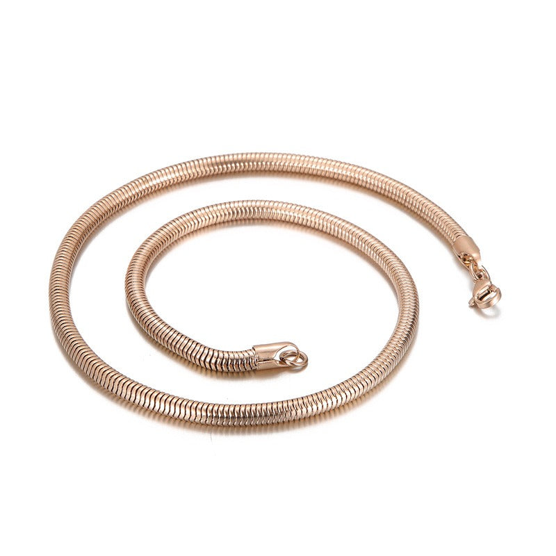 Kemstone Snake Chain Necklace for Men – 5mm 6mm Stainless Steel Streetwear Jewelry KN203822-Z