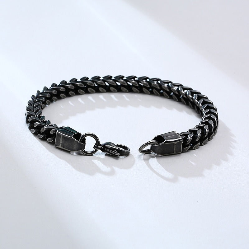 Kemstone Men’s Stainless Steel Viking Chain Bracelet – Hexagonal Link Curb Design BR-625