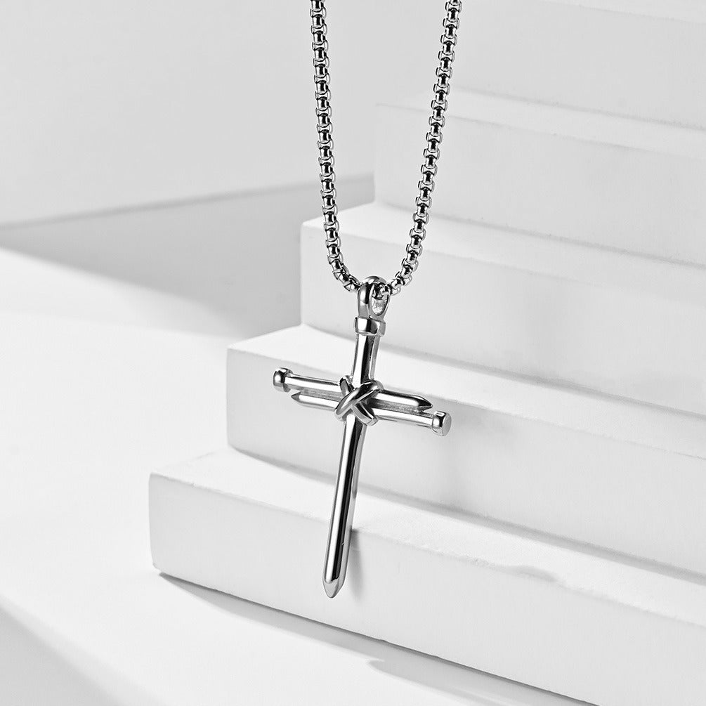 Kemstone Stainless Steel Nail Cross Pendant Necklace – Vintage Strength Men’s Jewelry K-PT352