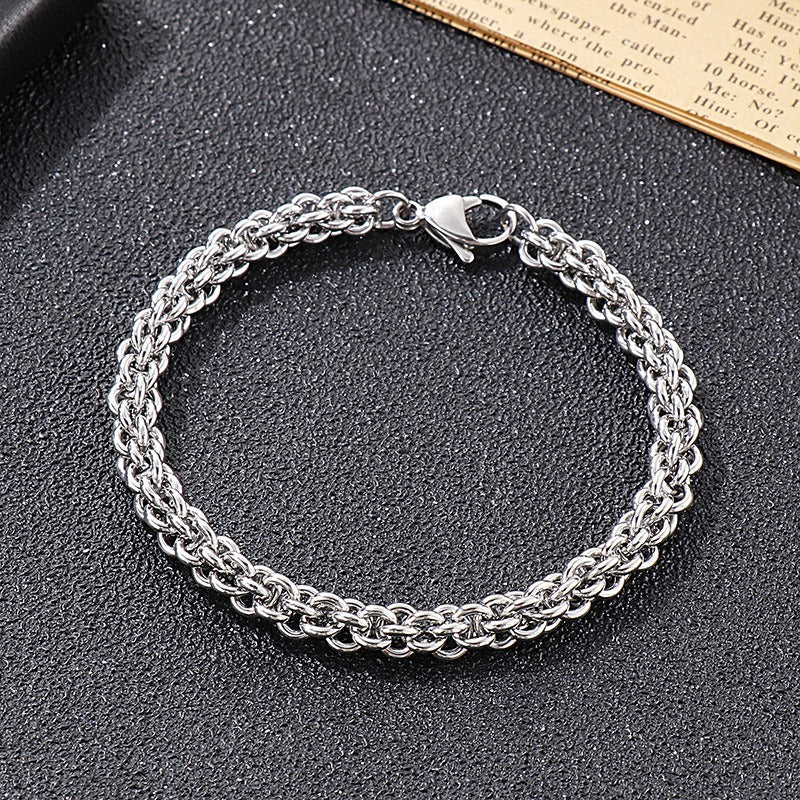 Set di catene in acciaio al titanio Kemstone da uomo – Duo collana e bracciale minimalisti KS139206-Z