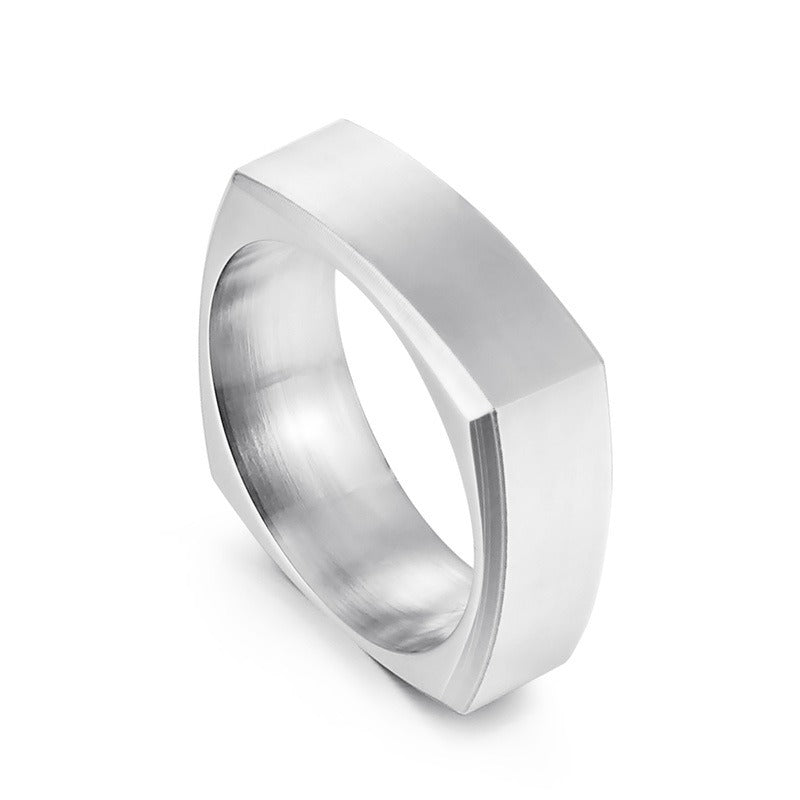 Anillo Kemstone cuadrado de acero cepillado para hombre: diseño minimalista moderno para el día a día KR102160-KFC