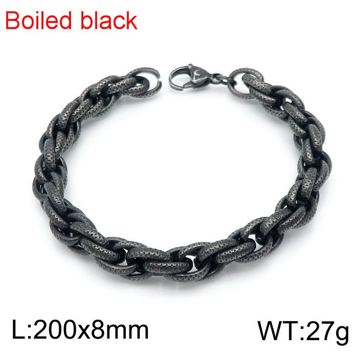 Kemstone Vintage Matte Black Titanium Steel Chunky Twisted Chain Bracelet & Necklace for Men KS141111-Z