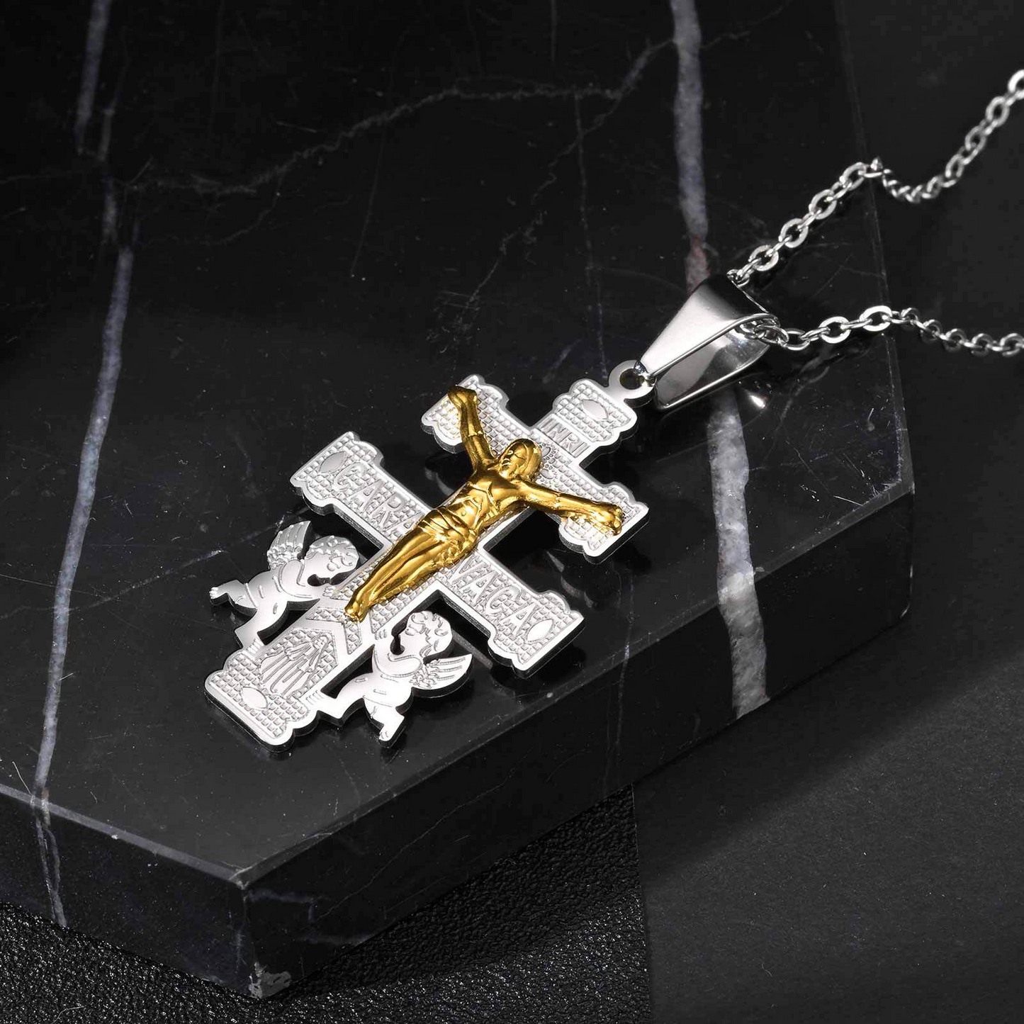 Kemstone Stainless Steel Crucifix Cross Pendant Necklace for Men PN-2318