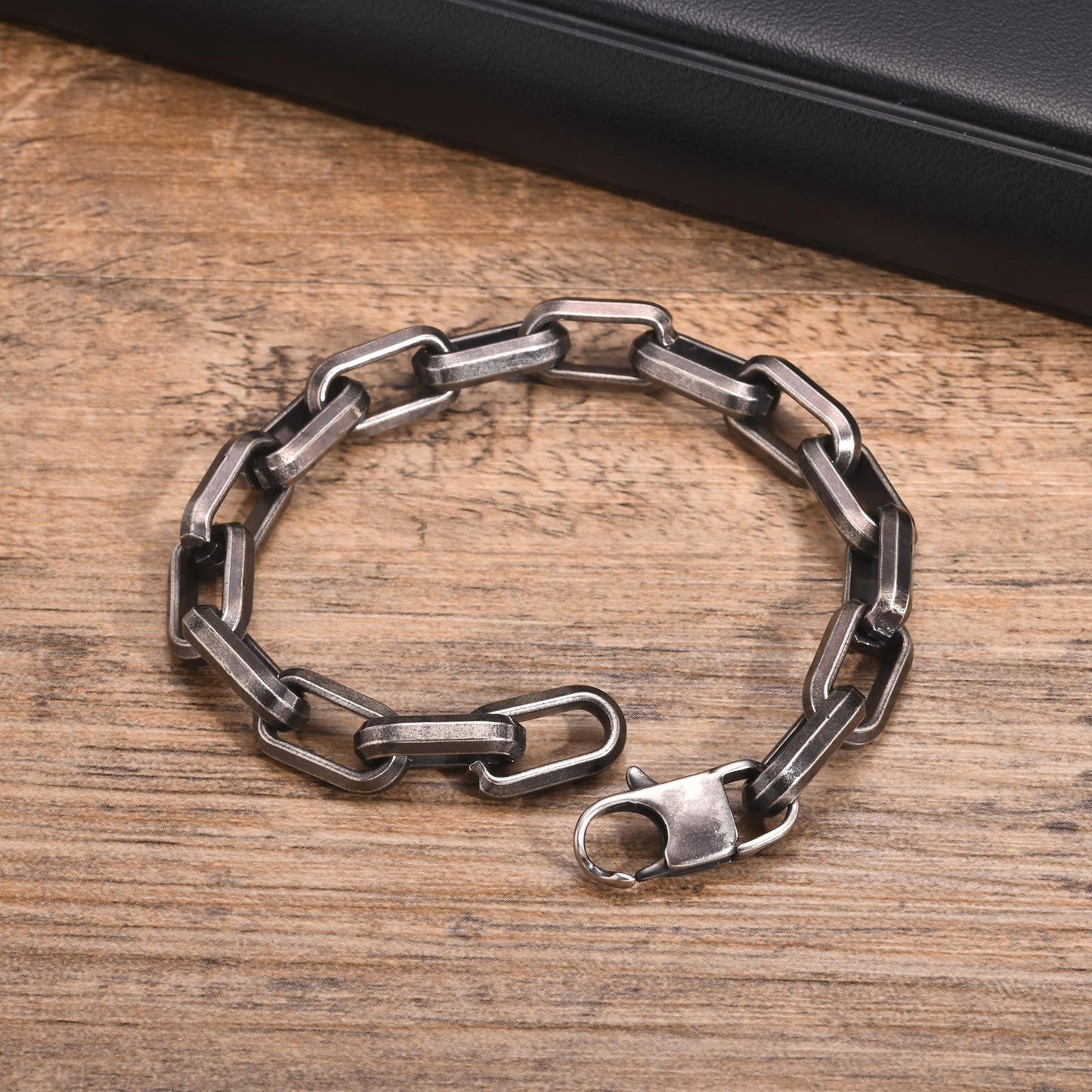Chunky Square-Link Stainless Steel Bracelet for Men – Norse-Inspired Heavy Chain BR-1734