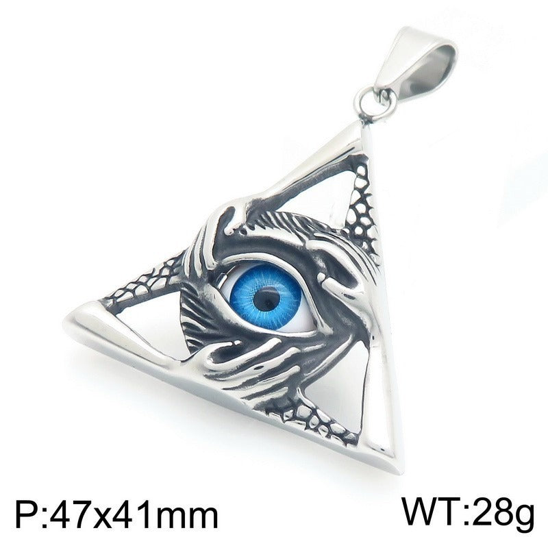 Kemstone Viking Compass Necklace – Titanium Steel Evil Eye Amulet KP116383-MZOZ