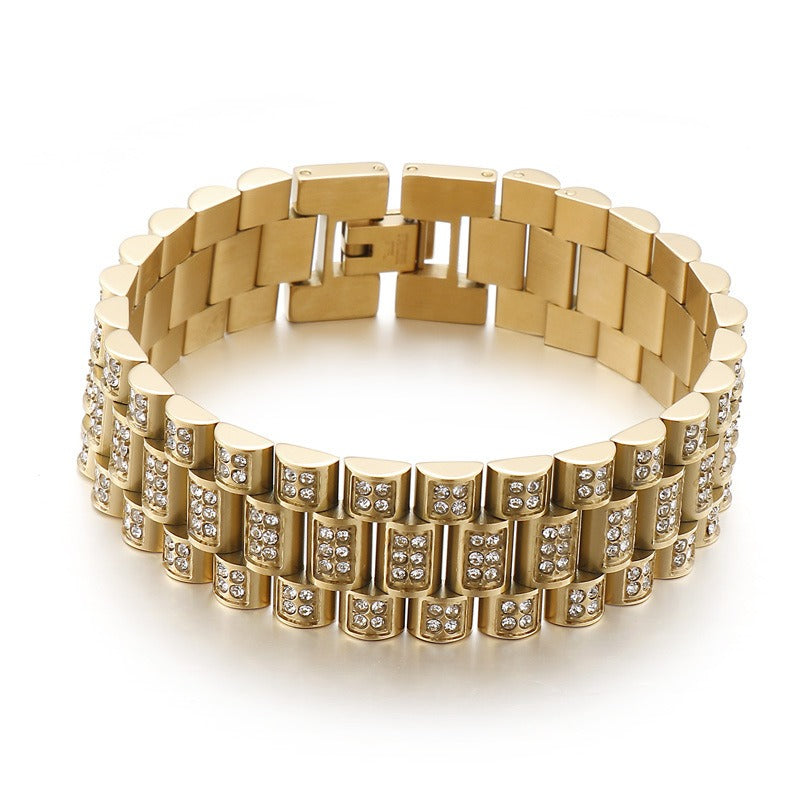 Kemstone Urban Edge Titanium Steel Tank Chain - Hip Hop Bold Statement Mens Jewelry KB144759