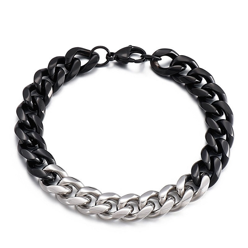 Kemstone Modular Titanium Steel Bracelet – Multi-Tone Urban Link Design, Adjustable Streetwear Accessory for Men KB139945-Z
