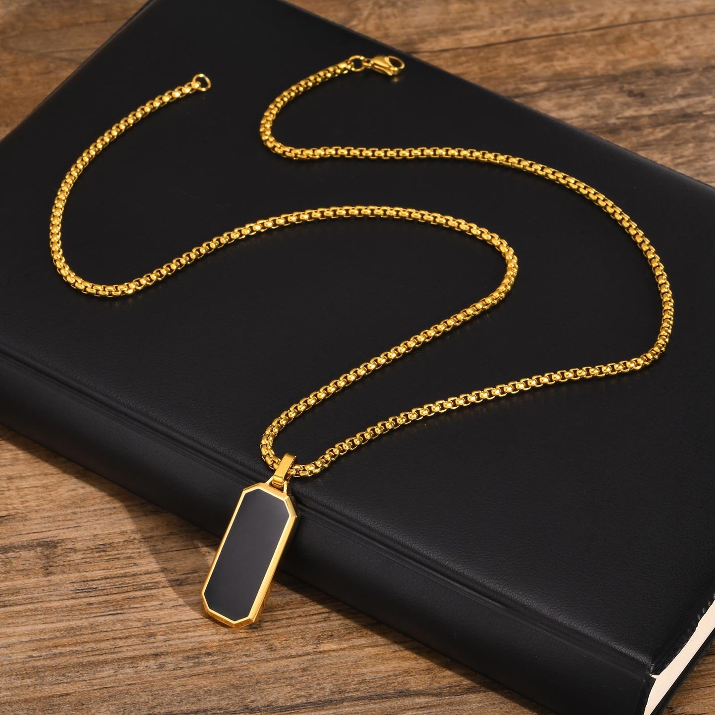 Men’s Stainless Steel Dog Tag Necklace – Geometric Minimalist Pendant PN-1858