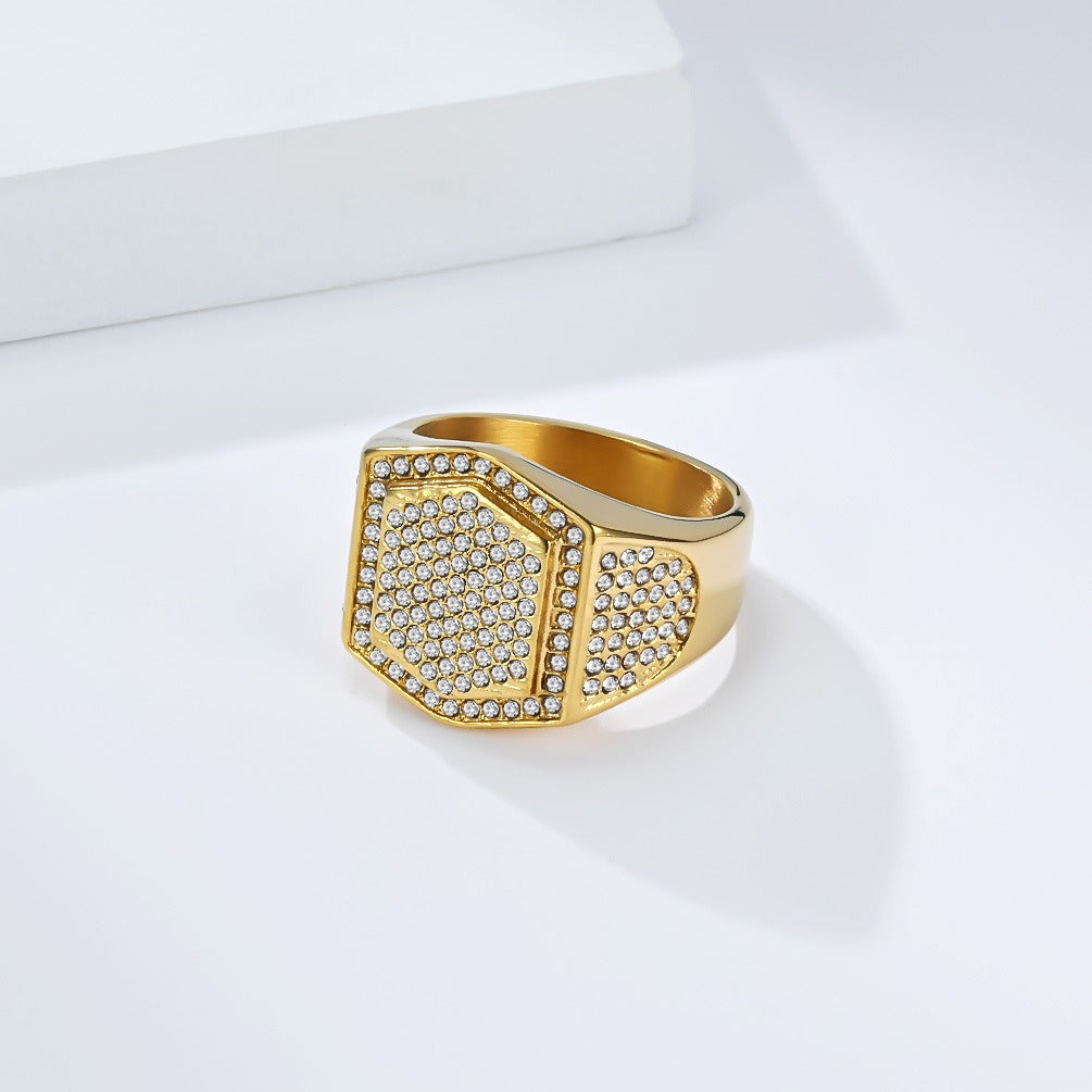 Kemstone Stainless Steel Cubic Zirconia Signet Ring for Men – Paved Hip Hop Style K-R1116