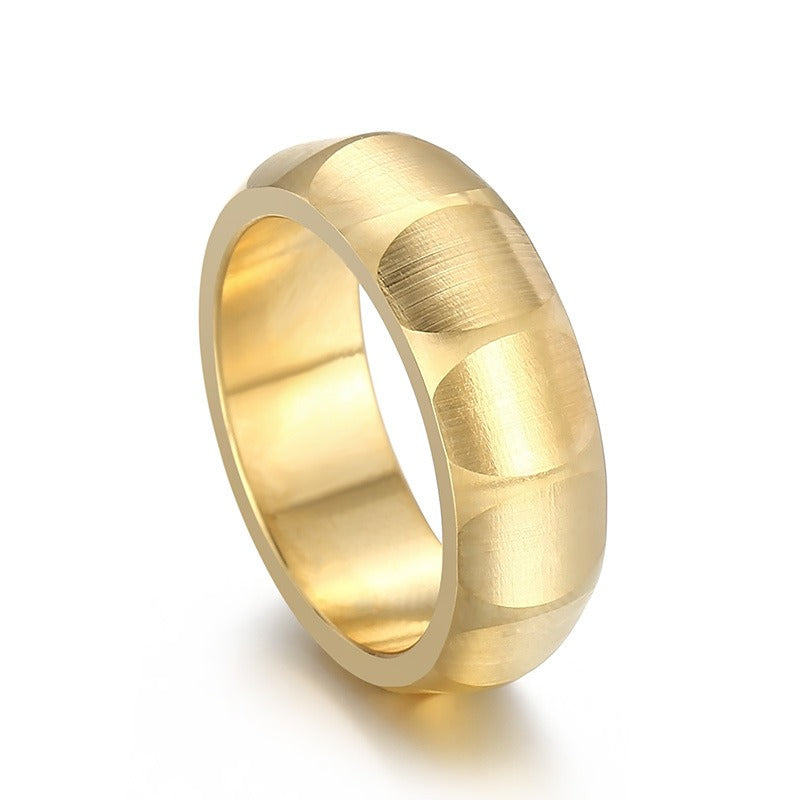 Kemstone Matte Titanium Steel Ring – Curved Minimalist Band for Men | Rugged Gothic Street Style KR105900-KFC