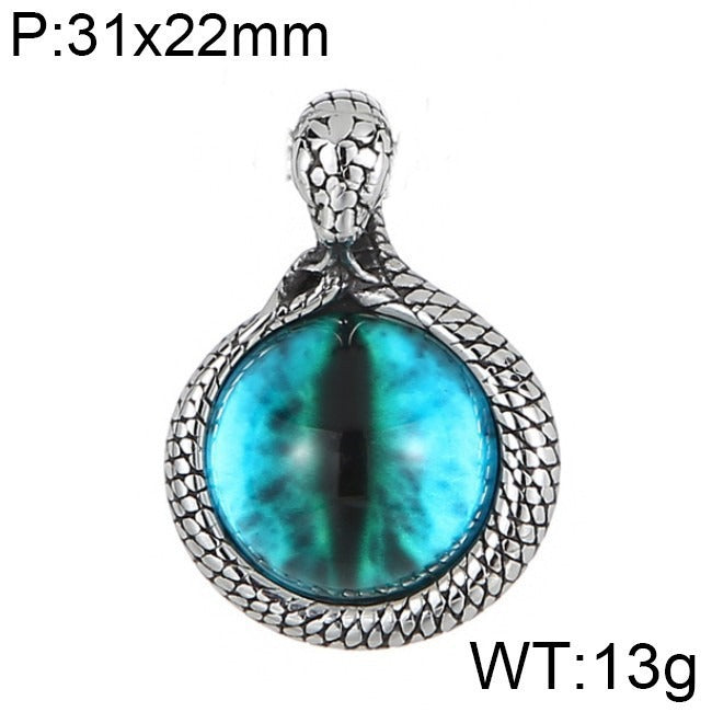Kemstone Men’s Snake Pendant Necklace – Stainless Steel Gothic Punk Amulet, Norse Dark Jewelry KP55376-BD