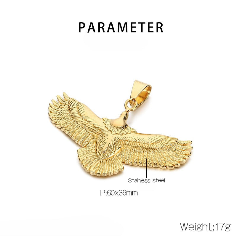 Kemstone Eagle Wingspan Pendant Necklace – 316L Stainless Steel Bold Men's Jewelry KP130928