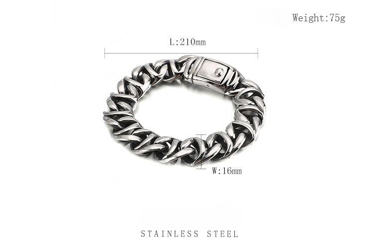 Kemstone Men’s Stainless Steel Viking Chain Bracelet – 16–20mm Gothic Street Warrior KB82293-BD