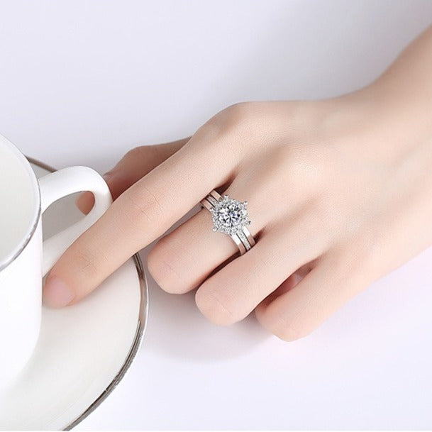 Kemstone 1 Carat Moissanite Engagement Ring Women – S925 Sterling Silver QYR-012