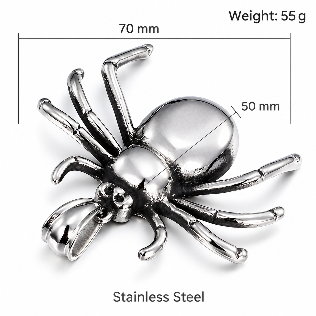 Kemstone Titanium Steel Spider Necklace for Men KP42080-BD
