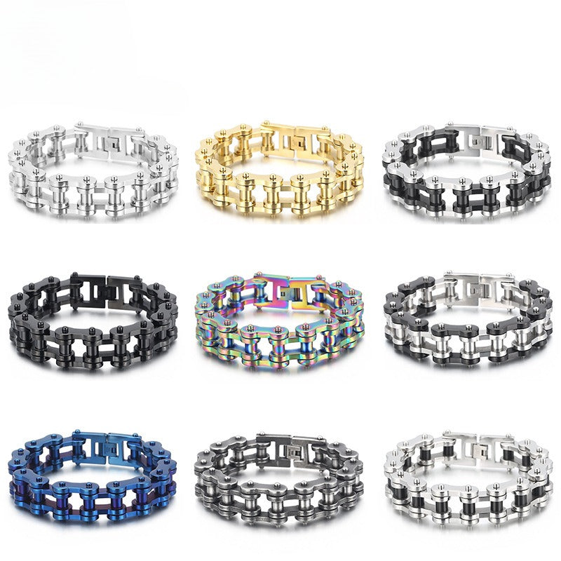 Kemstone Biker Chain Bracelet for Men – 18mm Stainless Steel Motorcycle Link Jewelry | KB18912-D
