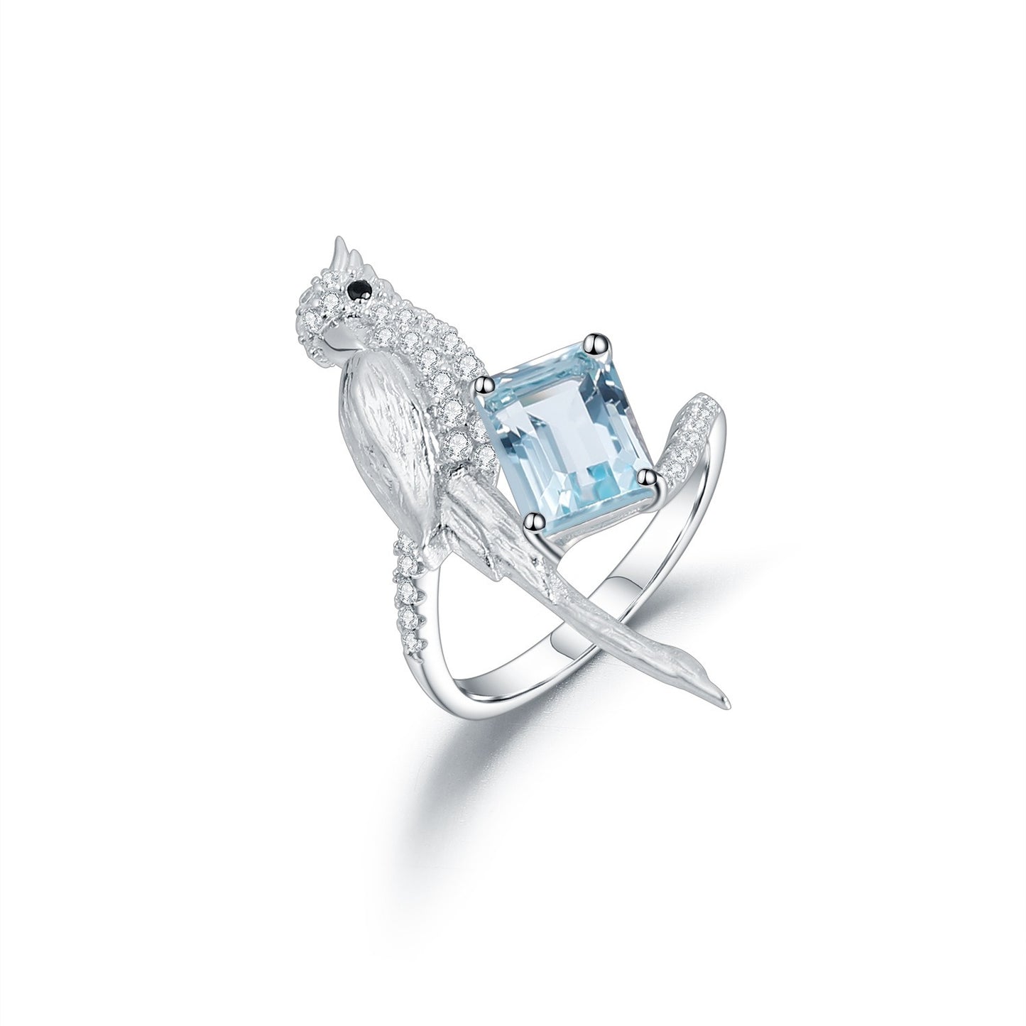 Anillo de plata de ley 925 con amatista y topacio azul cielo, diseño original artesanal de Kemstone, K245021R