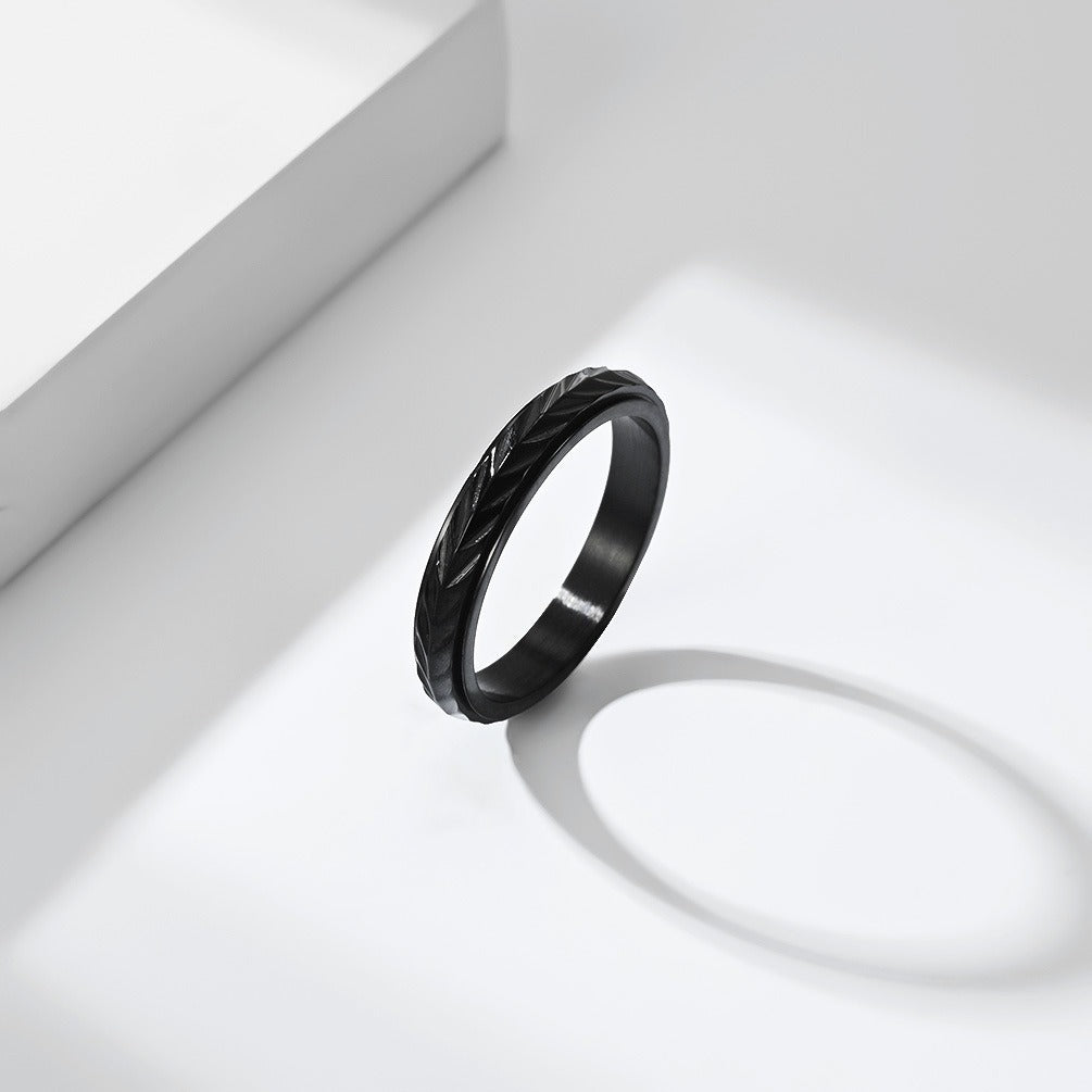 Kemstone Stainless Steel Wheat Pattern Spinner Ring for Men & Women K-R12540