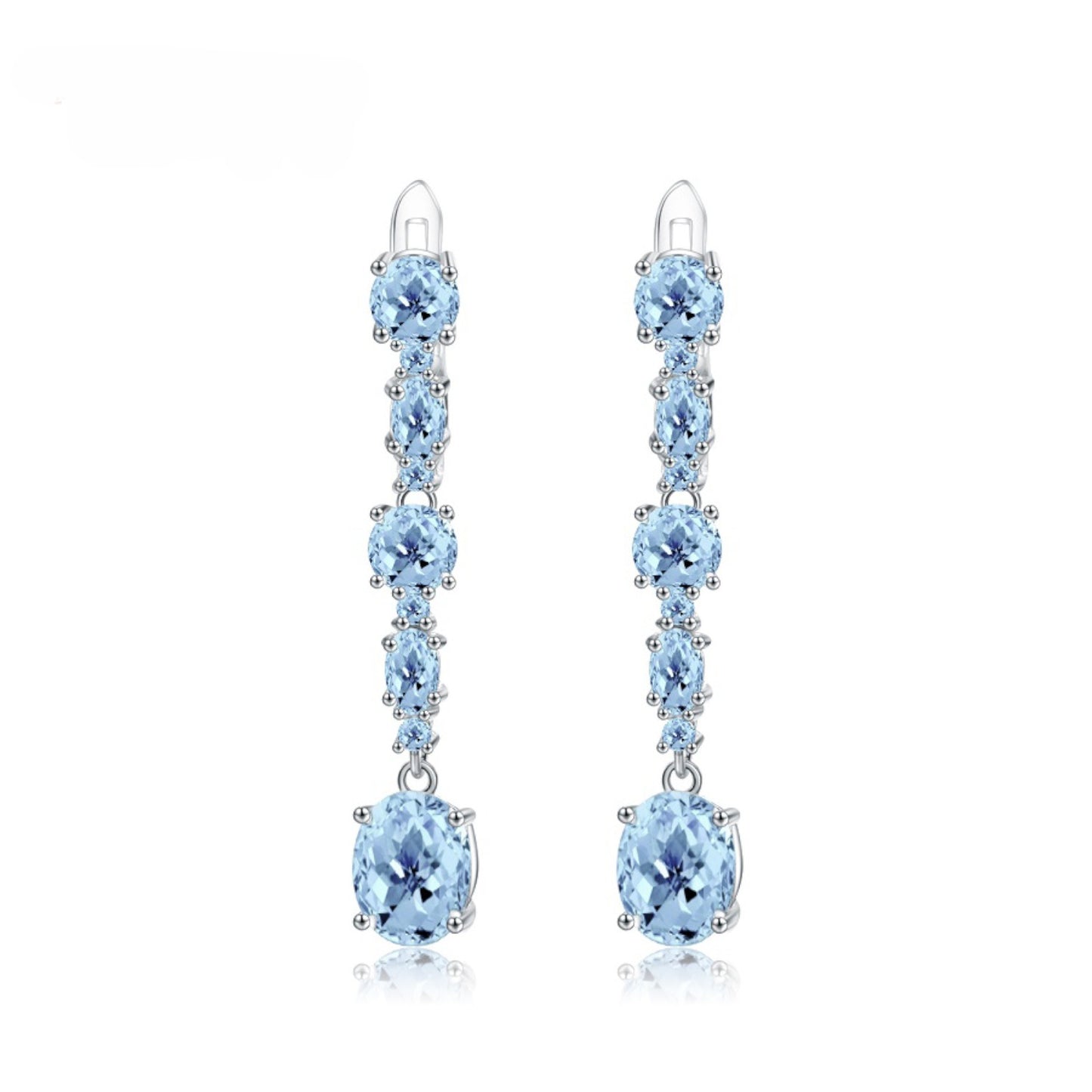 Pendientes de topacio azul de diseño original hechos a mano por Kemstone: pendientes colgantes de piedras preciosas naturales, pendientes de gancho francés de plata de ley S925 para mujer