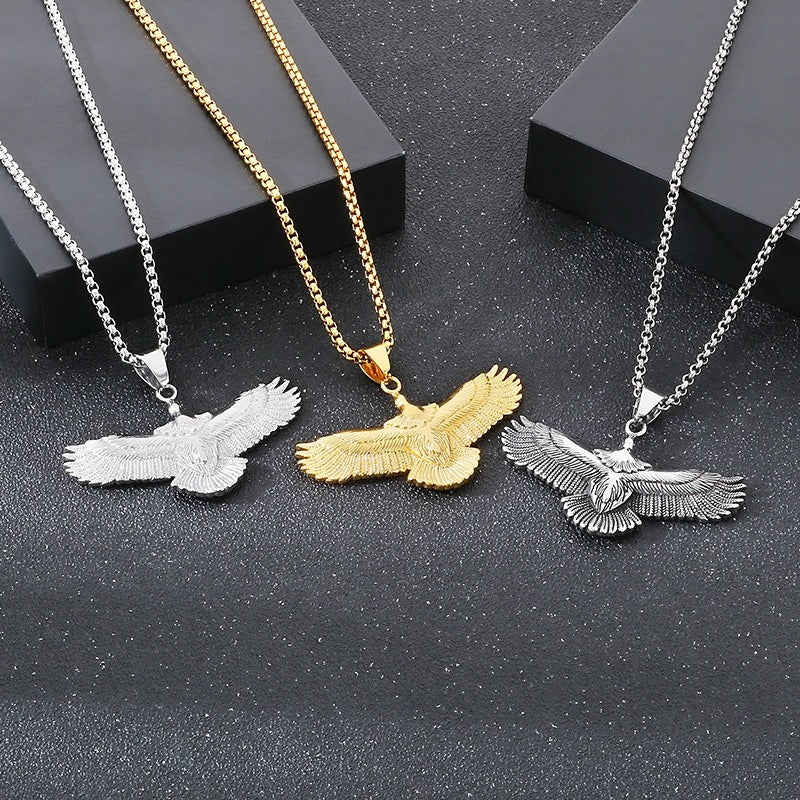 Kemstone Eagle Wingspan Pendant Necklace – 316L Stainless Steel Bold Men's Jewelry KP130928