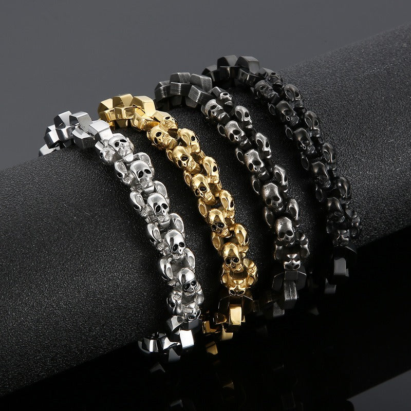 Kemstone Creative Skull Fusion Titanium Steel Men's Bracelet – Bold Punk Style KB152155-KFC