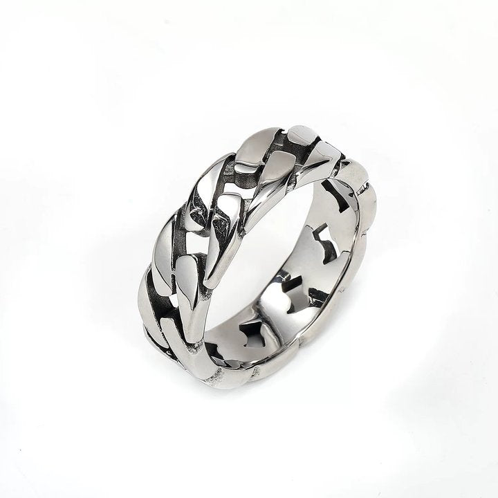 Kemstone 7mm Chain-Link Titanium Steel Ring – Minimalist Men’s Band | NWR-621027