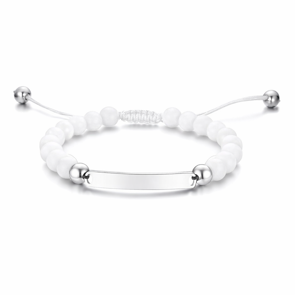 Kemstone Curved Bar Black Onyx Beaded Bracelet for Men – Adjustable Nylon Cord BR-610