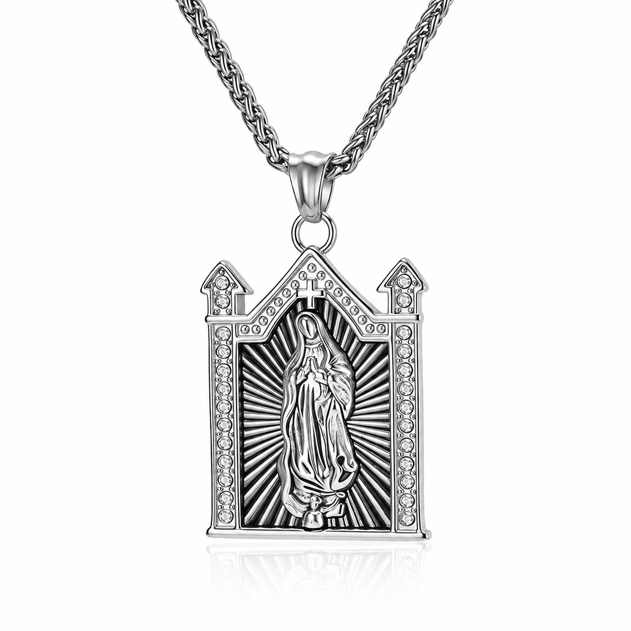 Kemstone Stainless Steel Gothic Architectural Figure Pendant Necklace Vintage Men K-R1178