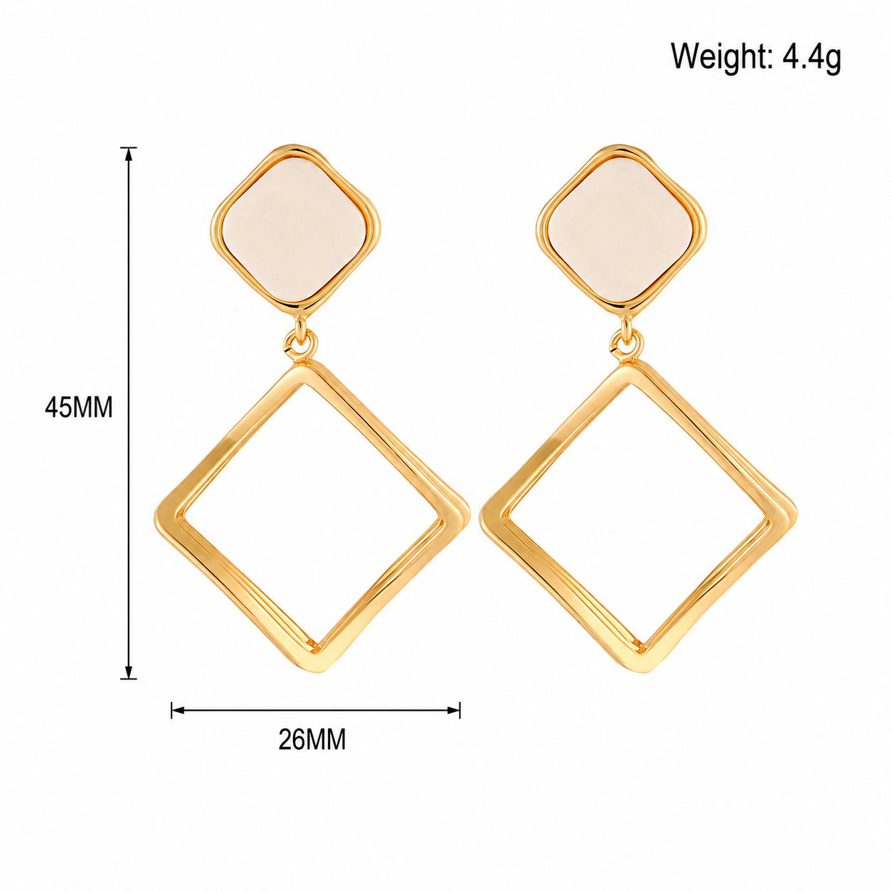 Kemstone Geometric Square Drop Earrings for Women Hollow Gold Tone Copper TD14464
