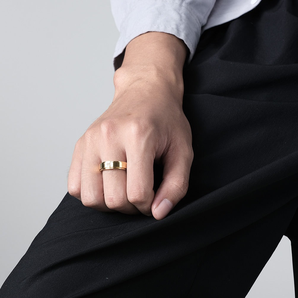 Kemstone Stainless Steel Cross Spinner Ring – Anxiety Relief Couple Band K-R565