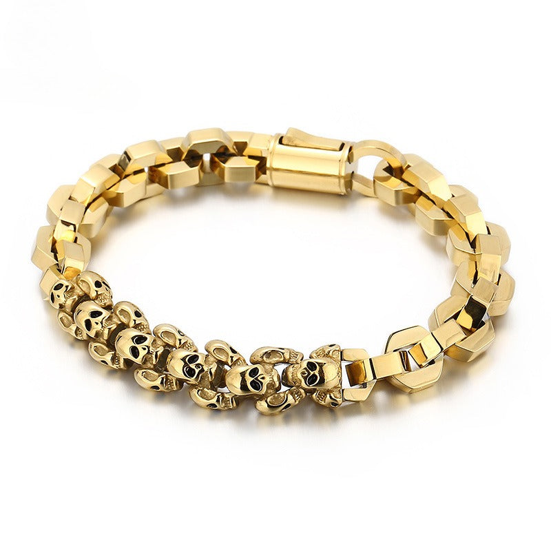 Kemstone Creative Skull Fusion Titanium Steel Men's Bracelet – Bold Punk Style KB152155-KFC
