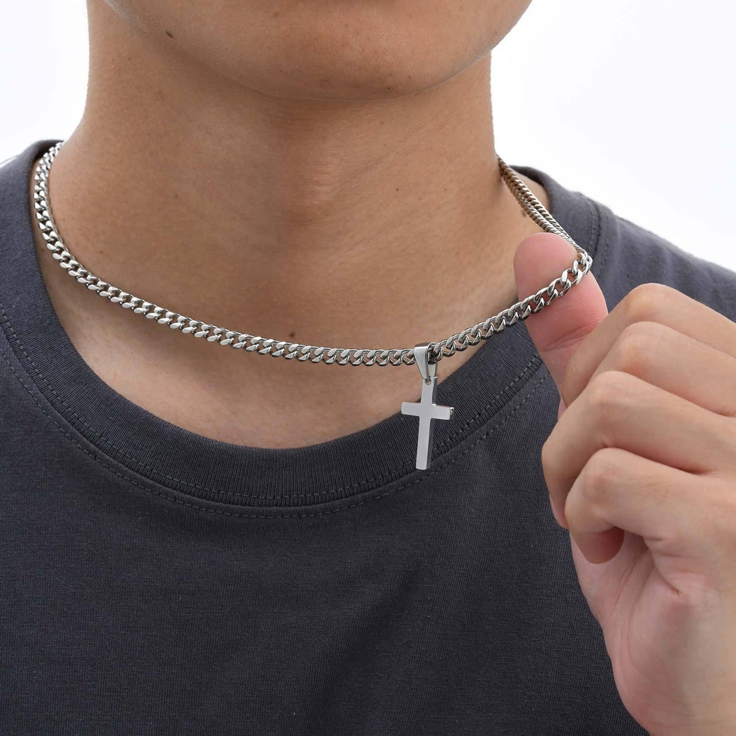 Kemstone Stainless Steel Cross Necklace for Men & Women – Gold, Silver, Black PN-1479