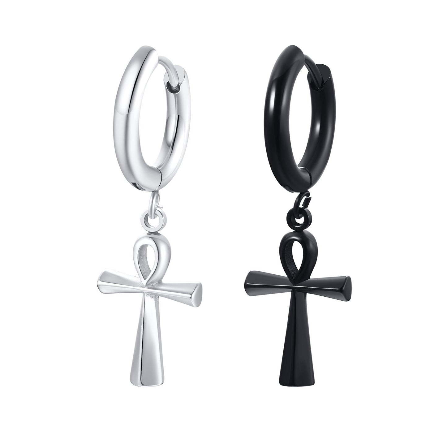 Kemstone Cross Stud Earrings – Minimalist Stainless Steel Jewelry for Men ES-335