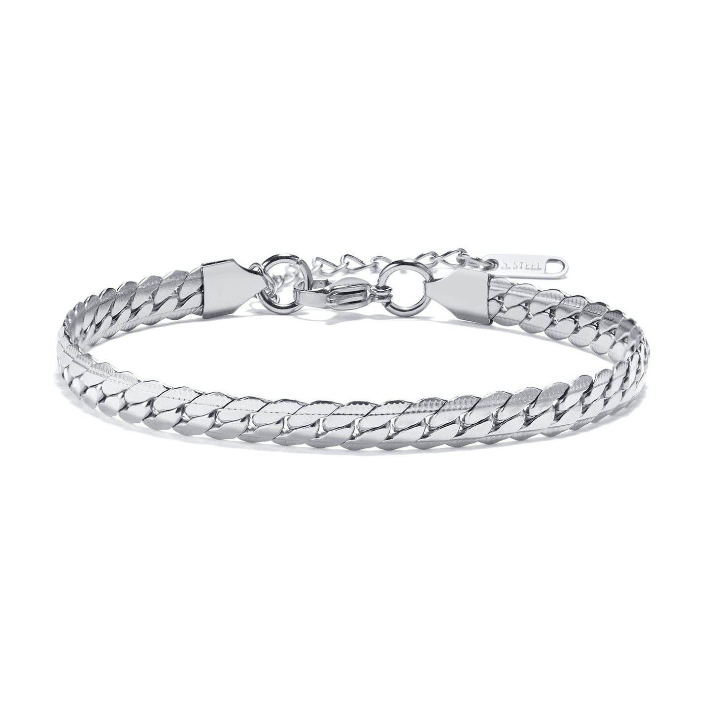 Kemstone Cuban Link Bracelet – 6mm Gold-Tone Stainless Steel Men’s Chain BR-1231