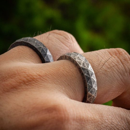 Kemstone Viking Rune Narrow Band Ring – “Oath of the Sea” Titanium Steel Men’s Jewelry NWR-609230
