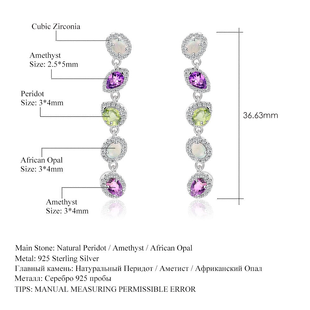 Orecchini pendenti in argento sterling con pietra preziosa naturale opale, realizzati a mano, originali, Kemstone, per donna, K231009E