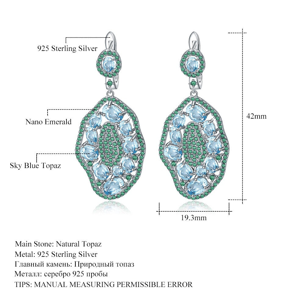 Pendientes colgantes de topacio natural en plata de ley S925, diseño original, hechos a mano, vintage y lujosos, de Kemstone, K24417E