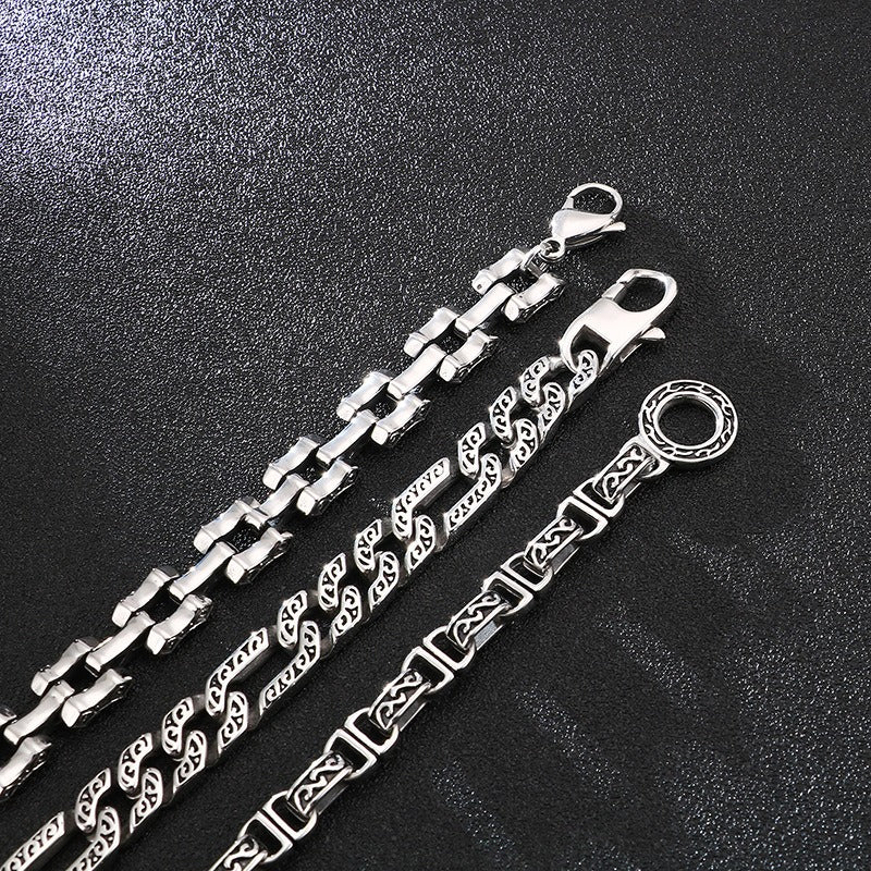 Kemstone Men’s Patterned Stainless Steel Chain Bracelet – Vintage Gothic Norse Punk KB120773-BD
