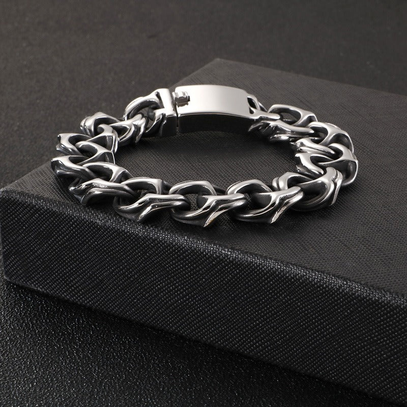 Kemstone Men’s Stainless Steel Viking Chain Bracelet – 16–20mm Gothic Street Warrior KB82293-BD
