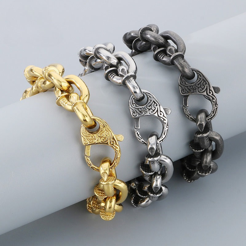 Kemstone Men’s Rivet Chain Bracelet or Necklace – Stainless Steel Punk Nail-Link Jewelry KB126373