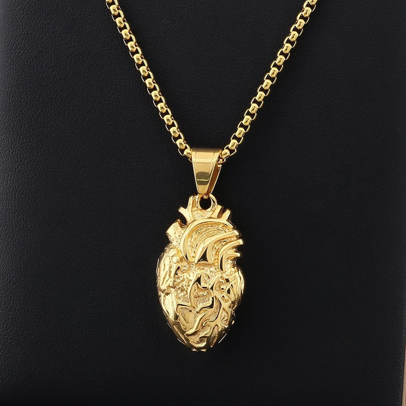 Kemstone Anatomical Heart Pendant – 18K Vacuum Plated Stainless Steel Gothic Power Symbol KP130473